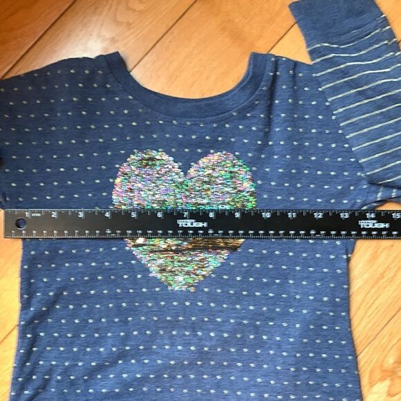 Shrinking Violet long sleeve heart sequin dress size 6 dots abs stripes in blue - Picture 7 of 11